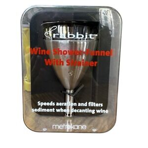 Rabbit Metrokane Wine Shower Funnel With Strainer new in box - Model W6618